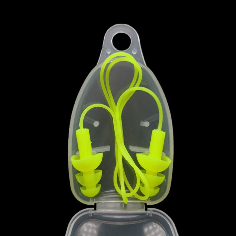 Corded Silicone Swimming Earplugs with Case