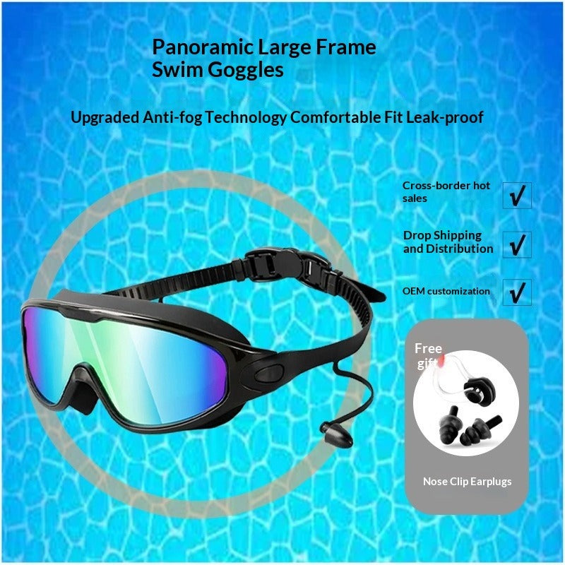 Anti-Fog Mirrored Swimming Goggles with Earplugs