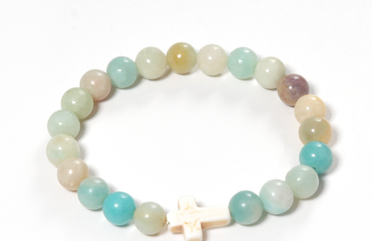 Turquoise Bracelet with Small Cross and Ruby Horse | Christian Jewelry