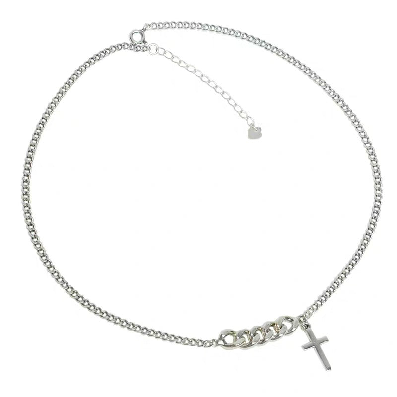 Vintage Short Cross Sweater Chain Necklace for Women