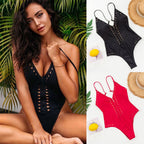 Studded Zip-Front One-Piece Swimsuit