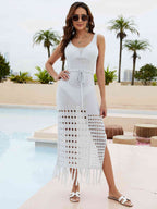 Drawstring Knit Beach Cover-Up Dress