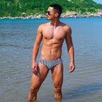 Men's Low-Rise Striped Swim Briefs