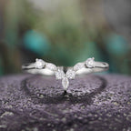 V-Shaped Geometric Ring with Horse Eye Zircon