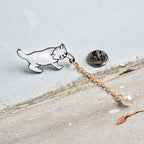 Fashionable Cat Pearl Brooch - Animal Apparel Pin