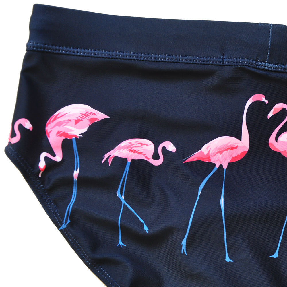 Men's Pink Flamingo Print Swim Briefs