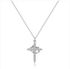 Zircon Cross Crown Pendant Necklace