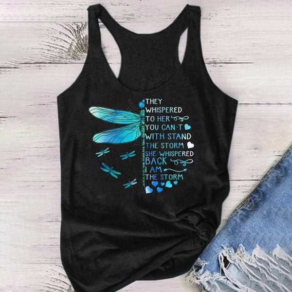 Dragonfly Print Racerback Tank Top