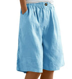 Cotton & Linen Women's Cropped High Waist Loose Shorts