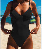 Mustard High-Cut Plunge One-Piece Swimsuit