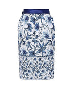 Blue Floral Print Swim Skirt and Bikini Set