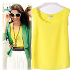 Scalloped Sleeveless Chiffon Camisole Top