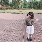 Girls' Short Sleeve T-Shirt and White Shorts Set