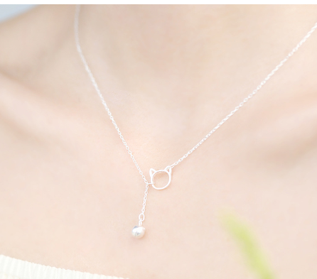 Silver Cat Pendant Necklace (One Piece) | Jewelry