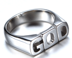 Simple Stainless Steel GOD Letter Titanium Ring