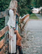 Embroidered Long Sleeve Sun Protection Beach Cover-Up