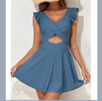 Ruffle Cross-Front Swim Dress