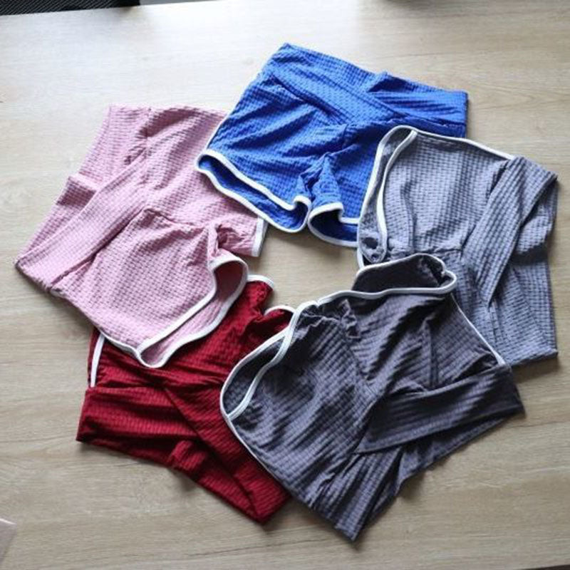 Women's Solid Jacquard Sports Yoga Shorts (Europe & USA)