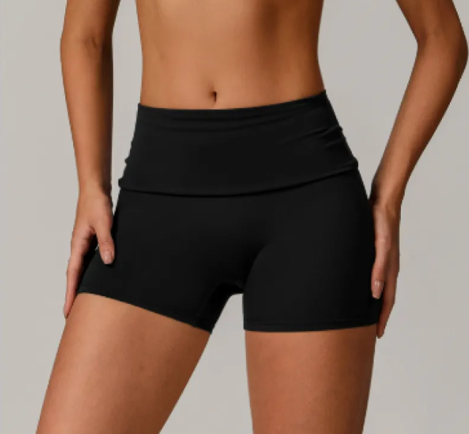 Women's Fold High-Waist Quick-Drying Yoga Shorts