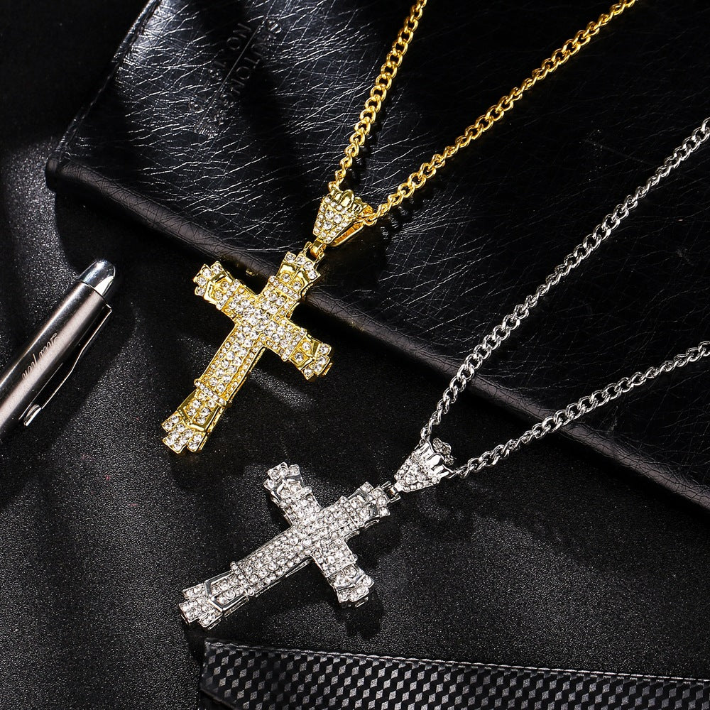 Hip Hop Cross Necklace with Diamond Pendant for Men | Christian Jewelry