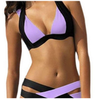 Pink and Black Colorblock Bikini Set