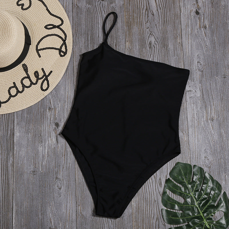 One-Shoulder High-Cut One-Piece Swimsuit