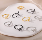 Twisted Stainless Steel Cross Butterfly Shelf Ring