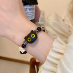 Cool Cartoon Cat Stone Beaded Bracelet