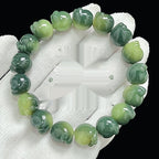 Cat's Paw Bodhi Root Bracelet with White Jade Design