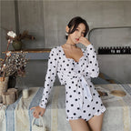 Retro Polka Dot Bandeau Bikini and Skirt Set