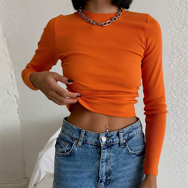Solid Color Ribbed Crop Top for Women - Spring Fashion