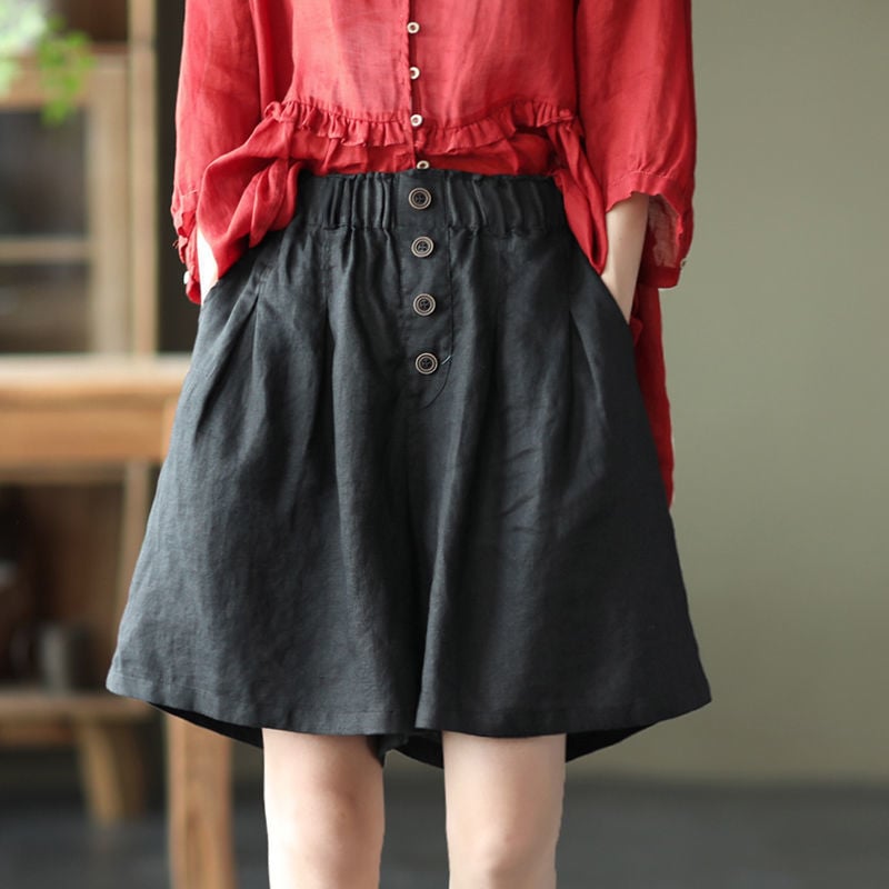 Retro Cotton Linen Casual Loose Shorts for Women