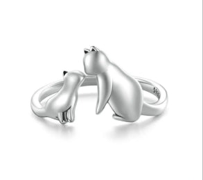 Cat Love Ring in Silver with Zirconias (One Piece) | Jewelry