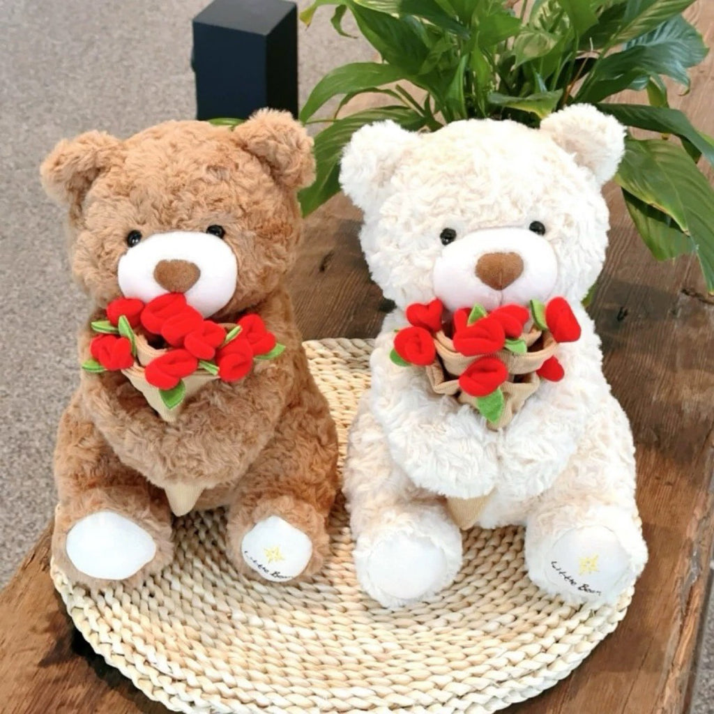 Rose Bouquet Teddy Bear Plush | Home Decor