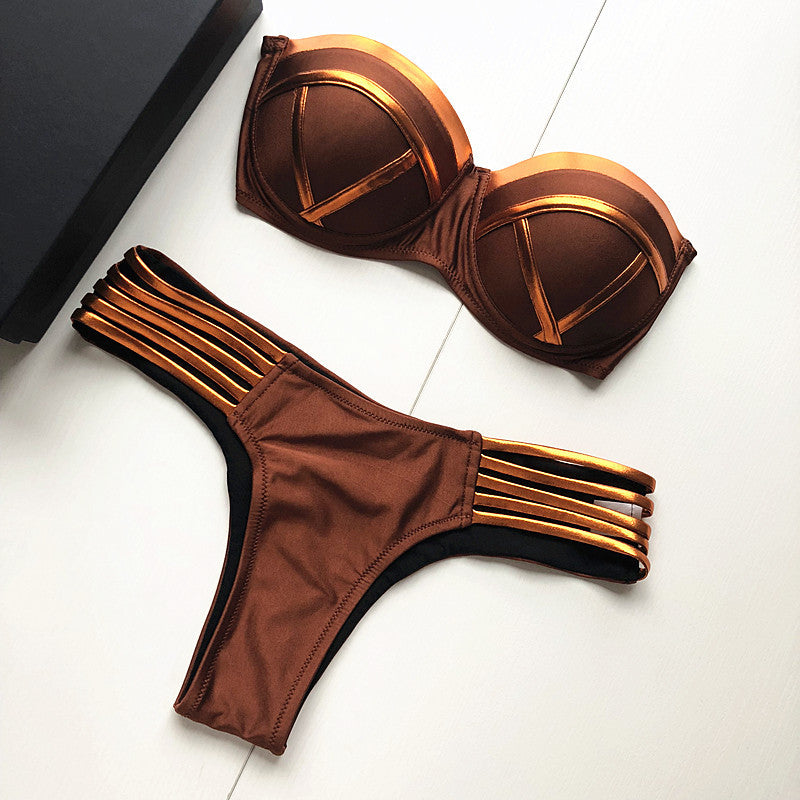 Underwire Push-Up Bandeau Bikini Set