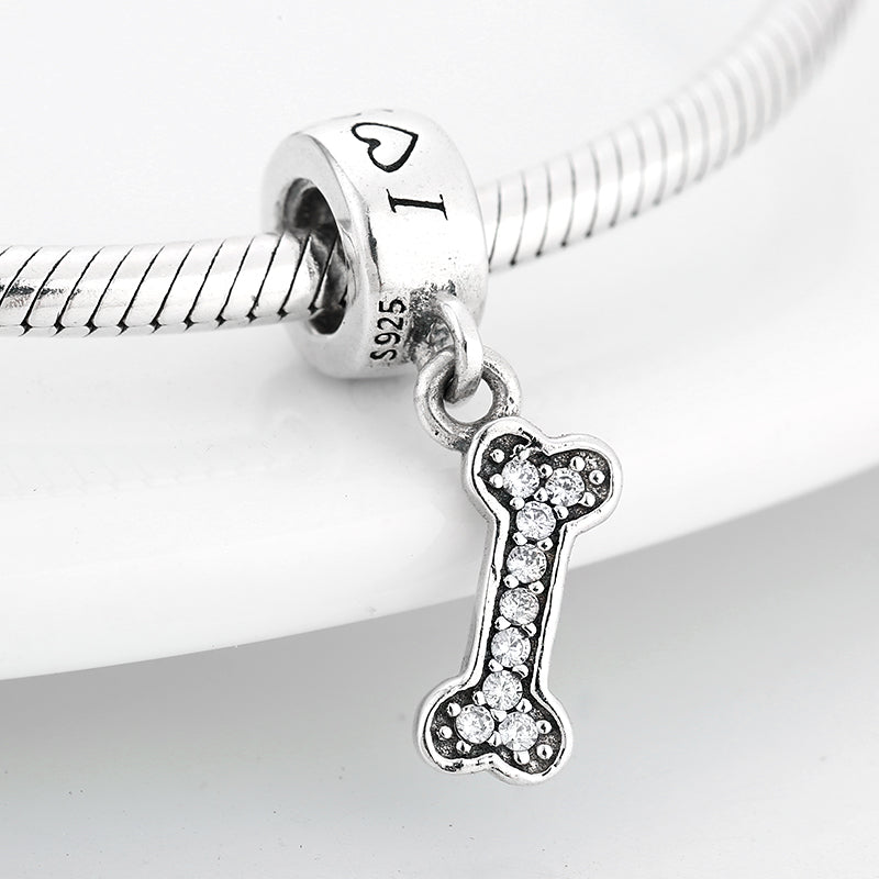 Silver Dog Bone Charm for DIY