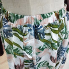 Tropical Leaf Print Ruffle Bikini Set