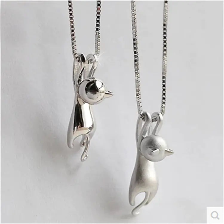 Silver Women's Necklace with Cute Cat Pendant | Jewelry