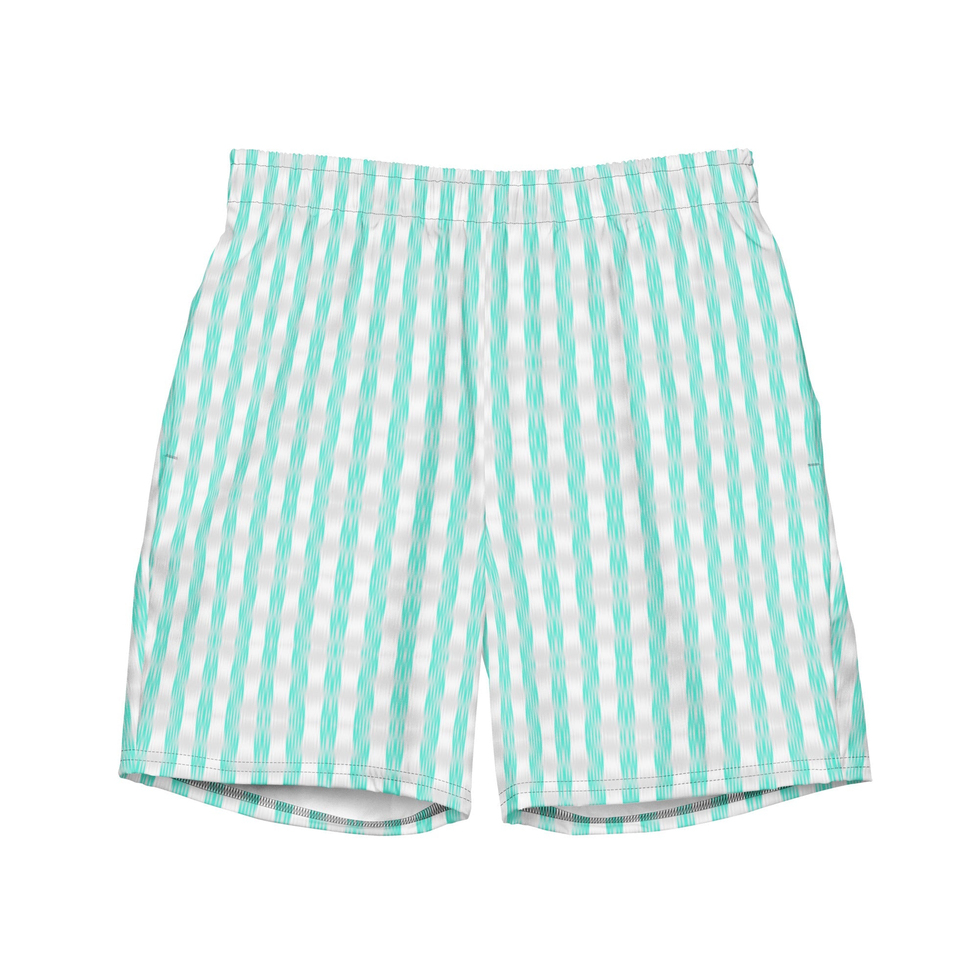 Men's Teal Striped Swim Trunks