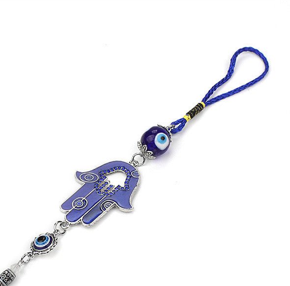 Blue Eye Fatima Hand Tassel Keychain with Evil Eye | Accessory