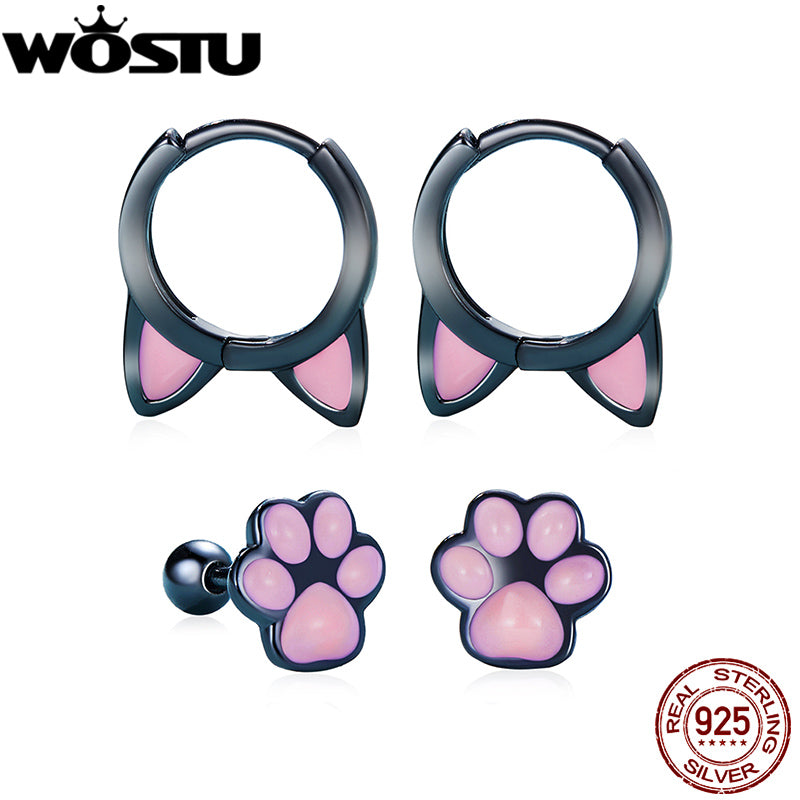 WOSTU Cat Ear Hoop Earrings