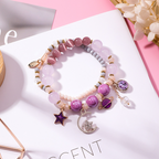 Multi-Layer Bracelet with Star, Moon, and Cat Eye Crystals