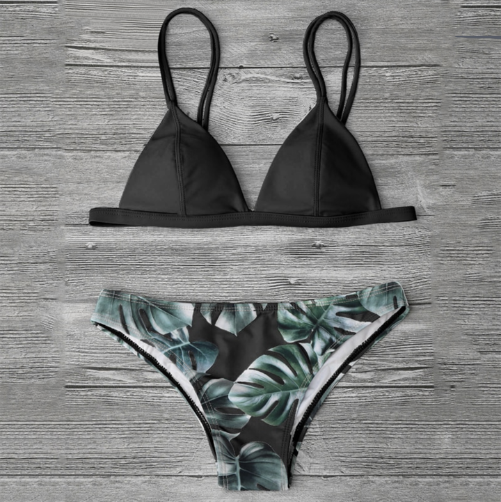 Palm Leaf Print Two-Piece Bikini Set