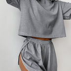 Women's Striped Knit Pajama Shorts Set