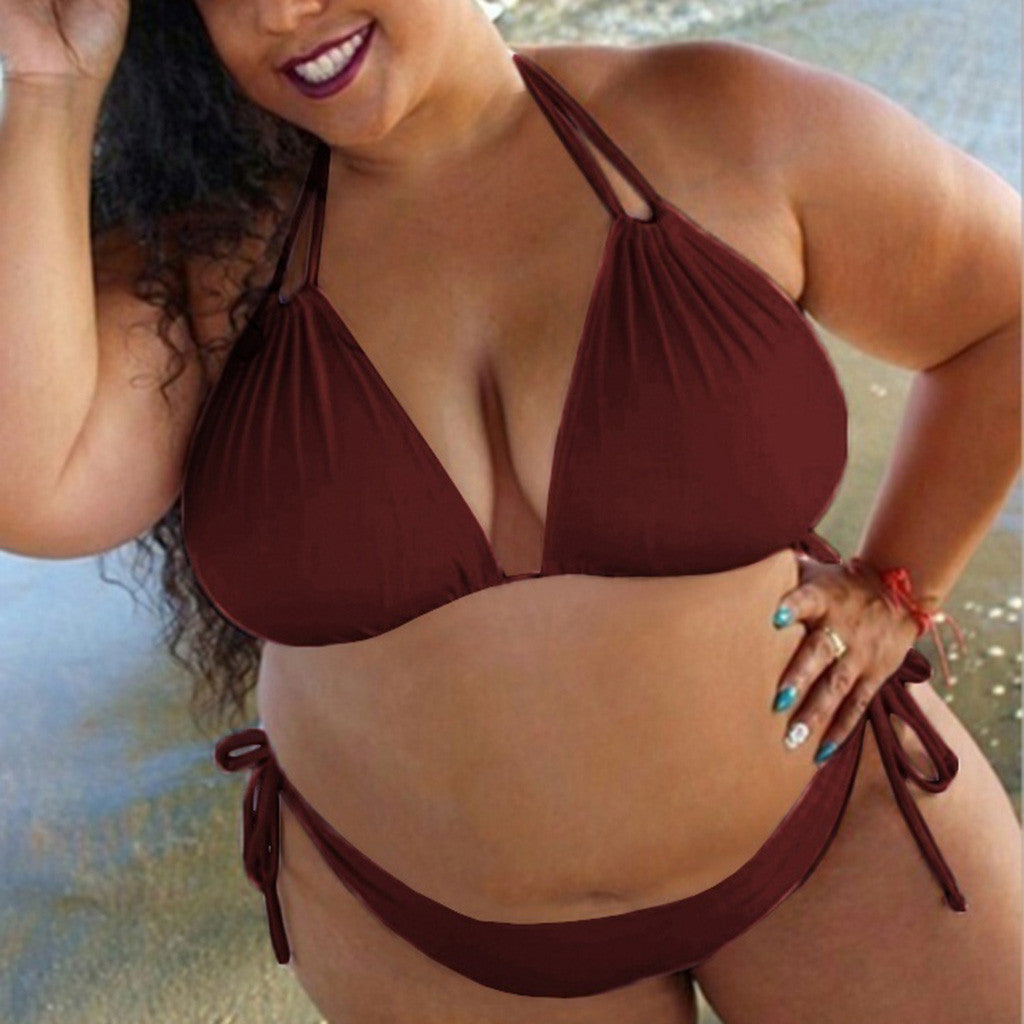 2019 Trendy Plus Size Halter Bikini Swimsuit for Women