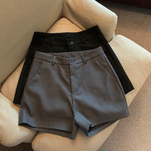 Gray High-Waist A-Line Shorts for Women