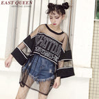 Women's O Neck Lace Long Sleeve Crop Top - Casual Style
