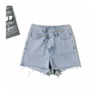 High Waist Vintage Blue Denim Shorts for Women (One Piece)