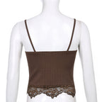 Lace Cut Y2K E-Girls Fairy Style Rib Knit Tank Top