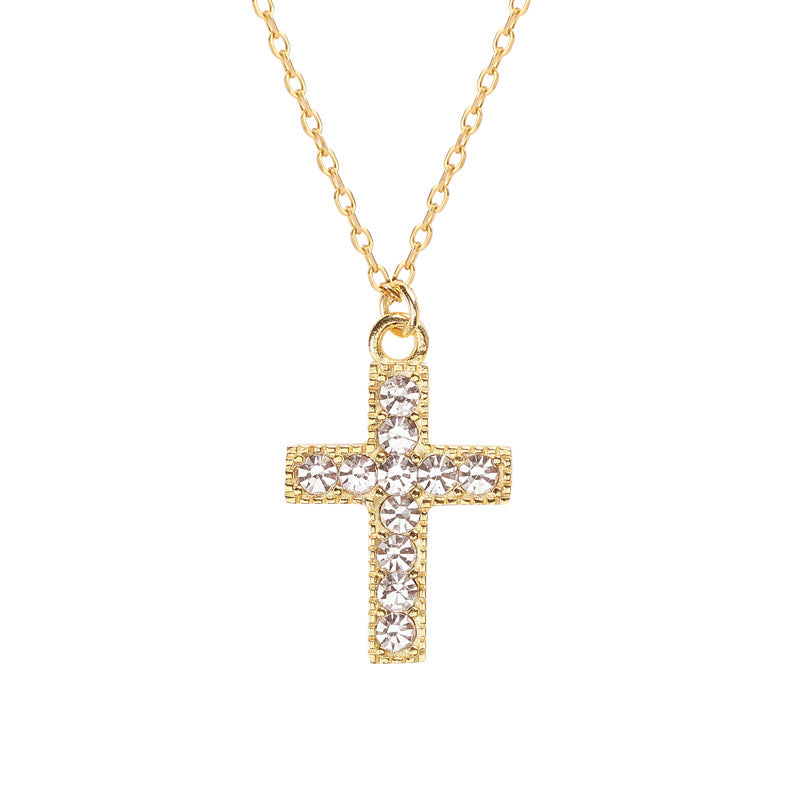S925 Silver Cross Pendant Necklace with Diamonds | Christian Jewelry